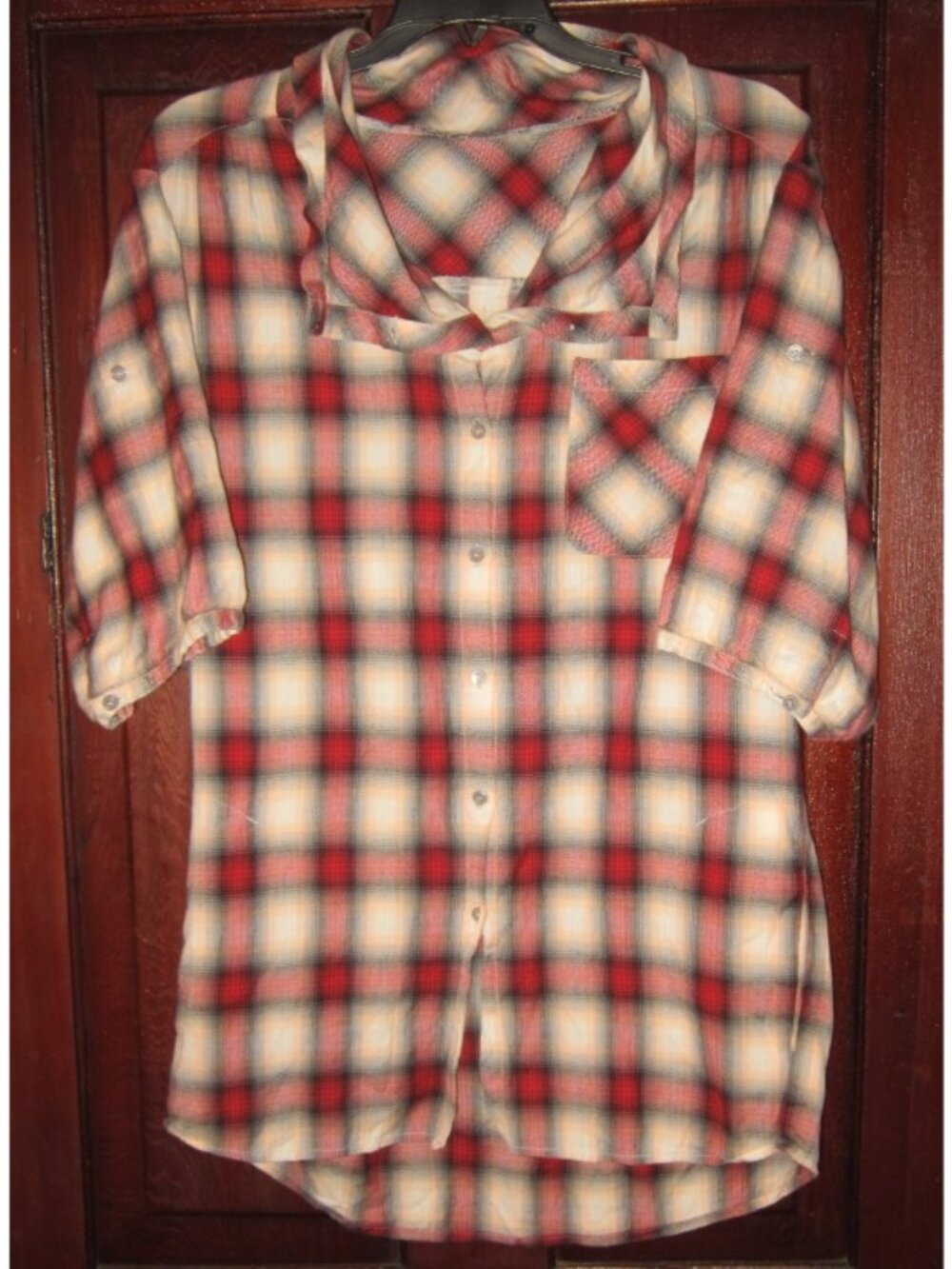 Vince Size XS Button Shirt Blouse Top Plaid 100% Cotton Puff Sleeves Pockets
